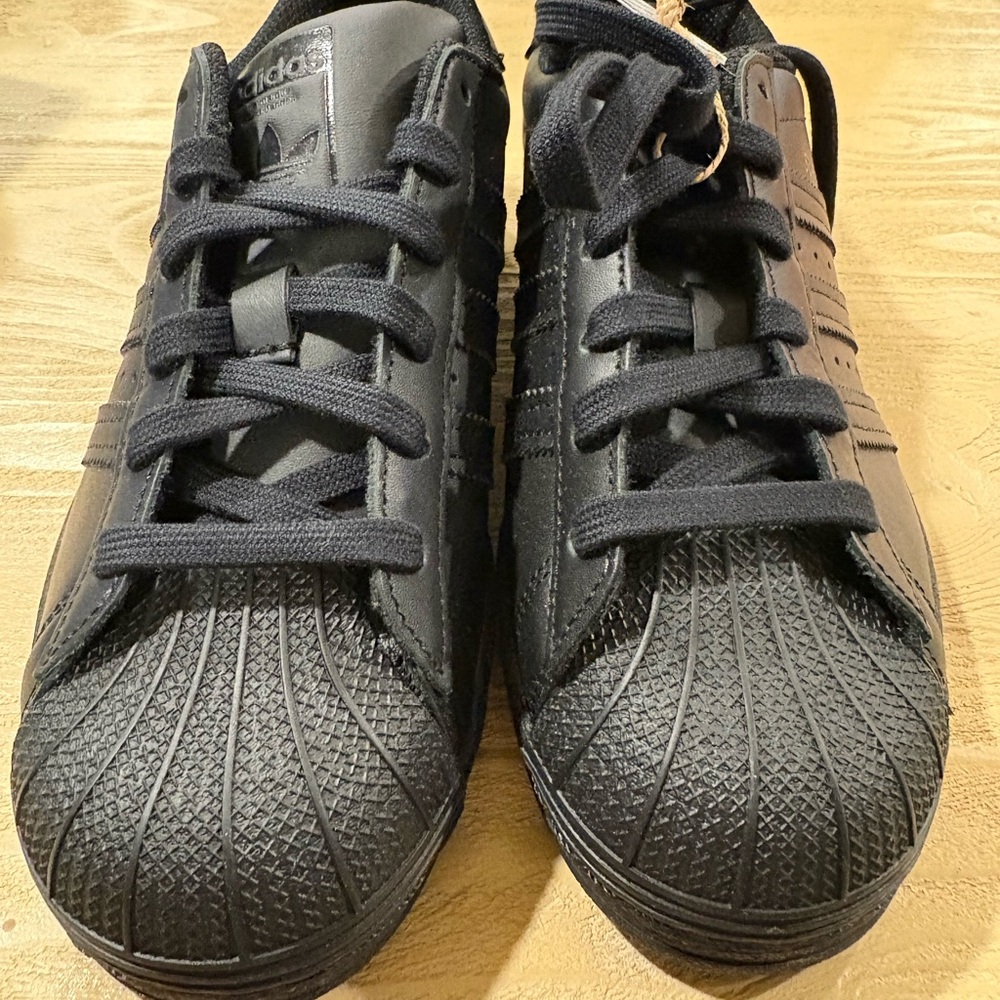 New in box Adidas Triple Black Superstar Sneakers - Picture 5 of 6